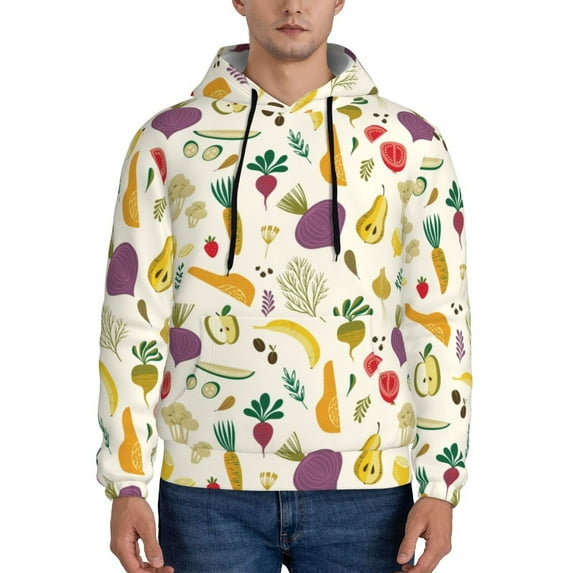 Lsque Vegetable Pattern Casual Men's Hoodie,Hooded Sweatshirt with Kangaroo Pocket,Pullover Hoodie-3X-Large