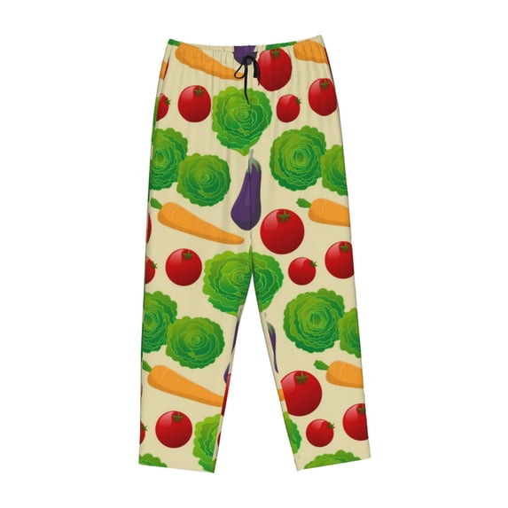 Lsque Vegetable Print Women's Pajama Pants, Lounge Pant - Comfortable Home Wear,Elastic Waistband, Stylish Design-Large