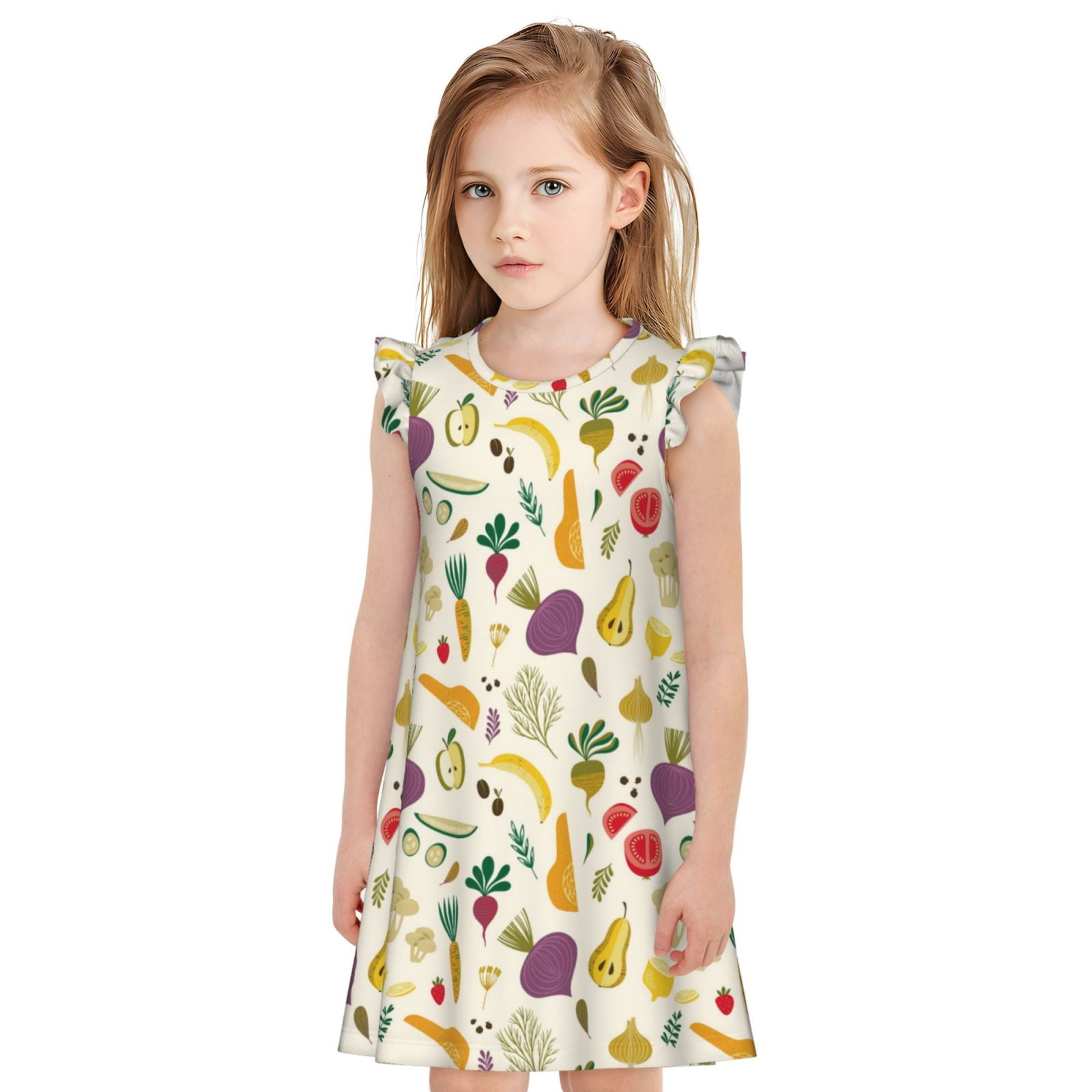Lsque Vegetable Printed Girls' Nightgown, Soft & Cute Pajamas for Kids ...