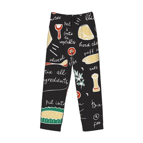 Lsque Vegetable Quiche Print Men's Pajama Pants, Lounge Pant - Comfortable Home Wear,Elastic Waistband, Stylish Design-Large