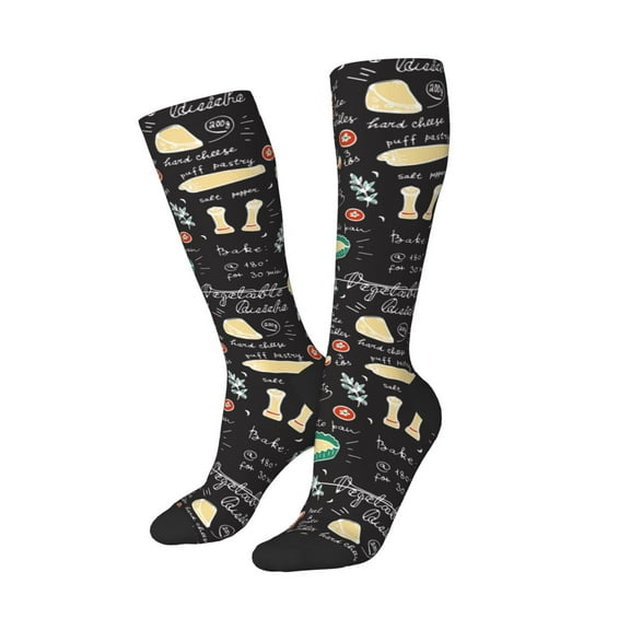 Lsque Vegetable Quiche Printed Crew Socks Men's Women's LightWeight Thin Casual Calf Socks ,Knee High Socks,Cotton Socks