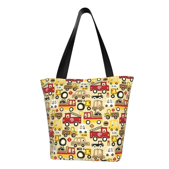 Lsque Vehicles Pattern Beach Tote,Shoulder Handbag,Spacious Tote Bag,Lightweight Travel Bag,Versatile Shopping Bag