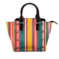thumbnail image 1 of Lsque Vertical Stripes Pattern Leather Rivet Shoulder Bag – Elegant Genuine Leather & Microfiber PU Crossbody with Detachable Adjustable Strap, 1 of 5