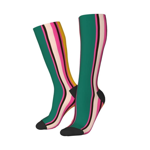 Lsque Vertical Stripes Printed Crew Socks Men's Women's LightWeight Thin Casual Calf Socks ,Knee High Socks,Cotton Socks