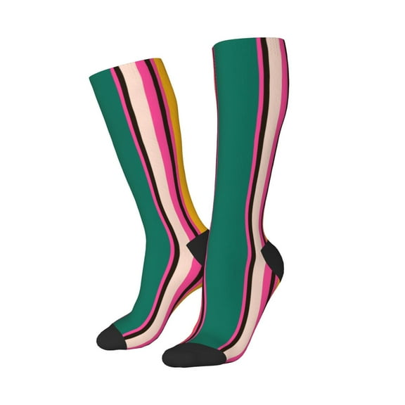 Lsque Vertical Stripes Printed Crew Socks Men's Women's LightWeight Thin Casual Calf Socks ,Knee High Socks,Cotton Socks