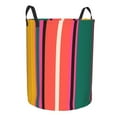 thumbnail image 1 of Lsque Vertical Stripes pattern Laundry Hamper Basket, Tall Woven Rope Hamper Basket for Clothes, Lightweight Storage Basket, Collapsible Waterproof-Medium, 1 of 8