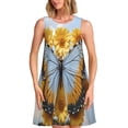 thumbnail image 1 of Lsque Vibrant Butterfly And Sunflowers Pattern Summer Dresses for Women – Sleeveless T-Shirt Swing Sundress, Perfect for the Beach and Casual Days, 1 of 7