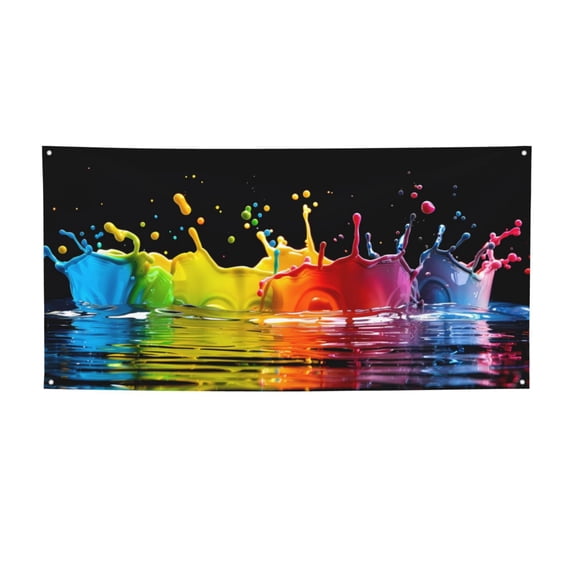 Lsque Vibrant Color Splash Pattern Party Banner, Festive Banner , Holiday Celebrations and Events for Carnival Birthday Party Festival Decorations-Medium