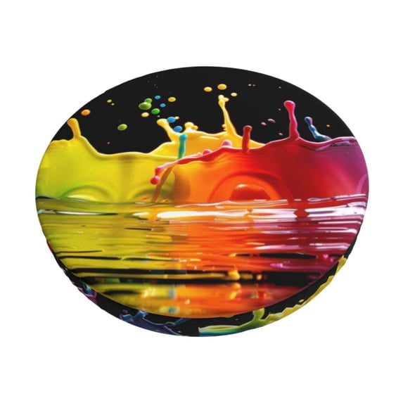 Lsque Vibrant Color Splash Pattern Round Bar chair cushion covers Velvet Fabric Premium Comfort Protects from Scratches and Stains for 14-17 Inch Chair-12 inch