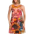 thumbnail image 1 of Lsque Vibrant Floral Collage Portrait Pattern Summer Dresses for Women – Sleeveless T-Shirt Swing Sundress, Perfect for the Beach and Casual Days, 1 of 7