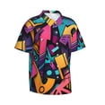 thumbnail image 1 of Lsque Vibrant Graffiti Urban Art pattern Hawaiian Shirt for Men, Unisex Summer Beach Casual Short Sleeve Button Down Shirts-Large, 1 of 9
