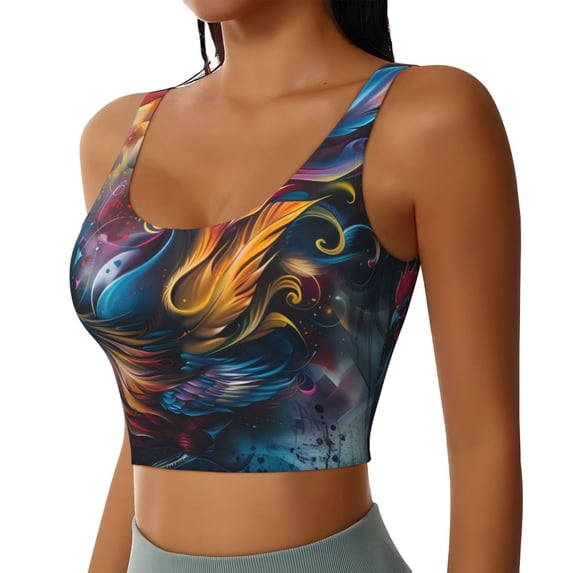 Lsque Vibrant Rooster Painting Printed Women'S Sports Bra, Compression, Moisture Wicking, High-Impact Sports Bra For Women,Supportive sports bra-XX-Large