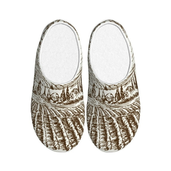 Lsque Vineyard Landscape 1 Pattern Womens Comfort Cotton on Scuff With Memory Foam and Anti-skid Sole Slipper-35/36