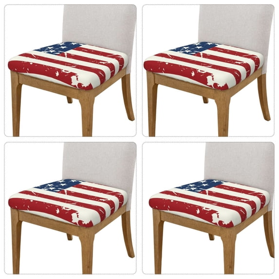 Lsque Vintage American Flag Printed Square Couch Cushion Covers, Floral Sofa Cushion Covers Replacement, Stretch Couch Covers for Couch-16.9in