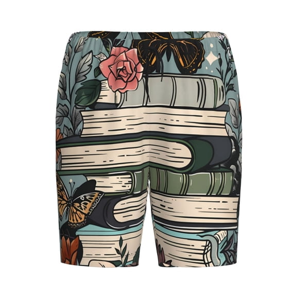 Lsque Vintage Art Butterfly Flower Mens Sleep Pajama Shorts,Short Pajama Pants, Cotton Ultra-Soft Knit-XX-Large