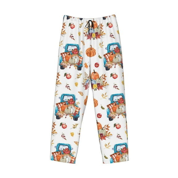 Lsque Vintage Autumn Truck Print Men's Pajama Pants, Lounge Pant - Comfortable Home Wear,Elastic Waistband, Stylish Design-Small