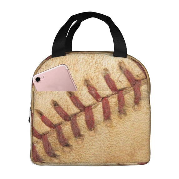 Lsque Vintage Baseball Pattern Lunch Bag Women/Men Insulated Lunch Box,Small Leakproof Cooler Food Lunch Containers Reusable High Capacity Lunch Tote Bags