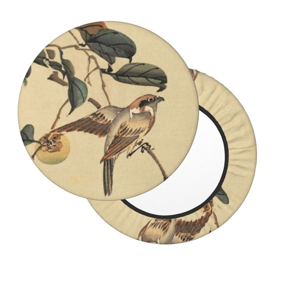 Lsque Vintage Bird Round Bar chair cushion covers Velvet Fabric Premium Comfort Protects from Scratches and Stains for 14-17 Inch Chair- 12 inch
