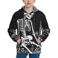 thumbnail image 1 of Lsque Vintage Black white Plant skull Patten Youth Hoodie Sweatshirt Pullover with Kangaroo Pocket Boys and Girls Hoodie Warm Hoodie for Kids-X-Large, 1 of 6