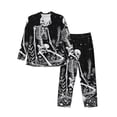 thumbnail image 1 of Lsque Vintage Black white Plant skull Pattern Long Sleeve Pajama Set for Men - Soft 2-Piece Sleepwear and Loungewear Set with Pockets, Comfy Nightwear-XX-Large, 1 of 7
