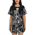 thumbnail image 1 of Lsque Vintage Black white Plant skull Women's Short-Sleeved Pajama Set - 2 Piece Soft and Lightweight Sleepwear Set-3X-Large, 1 of 9