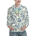 thumbnail image 1 of Lsque Vintage Blue Floral Pattern Casual Women's Hoodie,Hooded Sweatshirt with Kangaroo Pocket,Pullover Hoodie with Eye-catching Drawstrings-Small, 1 of 7