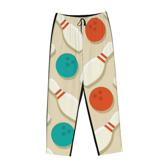 Lsque Vintage Bowling Print Women's Pajama Pants, Lounge Pant - Comfortable Home Wear,Elastic Waistband, Stylish Design-XX-Large