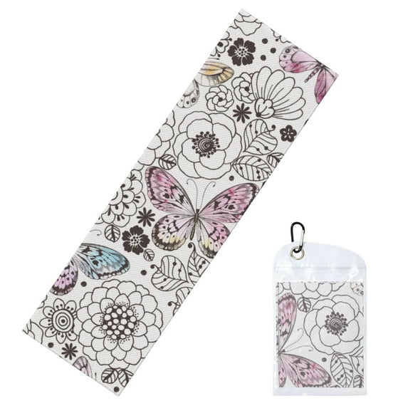 Lsque Vintage Butterflies Printed Cooling Towel (40"x 12"), Ice Towel, Microfiber, Soft Breathable Chilly Towel for Yoga, Sport, Gym, Workout, Fitness, Running