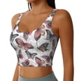 thumbnail image 1 of Lsque Vintage Butterflies Printed Women'S Sports Bra, Compression, Moisture Wicking, High-Impact Sports Bra For Women,Supportive sports bra-, 1 of 9