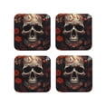 thumbnail image 1 of Lsque Vintage Butterfly Flower Skull Pattern 4" Drink Coasters Set of 4, PVC Leather Absorbent Coasters, Table Coaster Set Decorative Coffee Cup Coasters Housewarming Gift -Square, 1 of 6