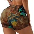 thumbnail image 1 of Lsque Vintage Butterfly Green Pattern High Waisted Biker Shorts for Women-Tummy Control Fitness Athletic Workout Running Yoga Gym Shorts,Moisture-Wicking-Large, 1 of 9