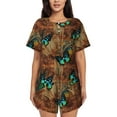 thumbnail image 1 of Lsque Vintage Butterfly Green Women's Short-Sleeved Pajama Set - 2 Piece Soft and Lightweight Sleepwear Set-Large, 1 of 1