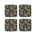 thumbnail image 1 of Lsque Vintage Casino Chips Pattern 4" Drink Coasters Set of 4, PVC Leather Absorbent Coasters, Table Coaster Set Decorative Coffee Cup Coasters Housewarming Gift -Square, 1 of 6