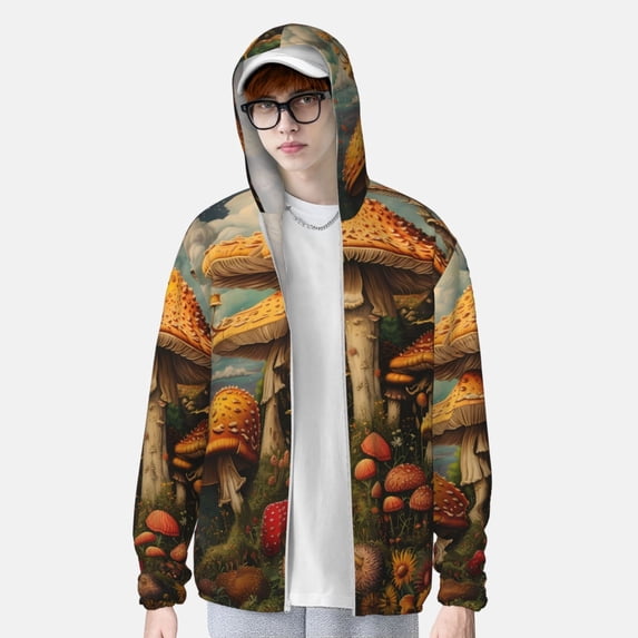 Lsque Vintage Cloud Mushroom UPF 50+ Lightweight Sun Protection Men's Women's Long Sleeve Shirt, Hoodie Performance -Large