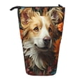 thumbnail image 1 of Lsque Vintage Colorful Flower Puppy Pattern Telescopic Pencil Bag Pen Holder Stationery Case, Stand-up Retractable Transformer Bag Organizer, 1 of 6
