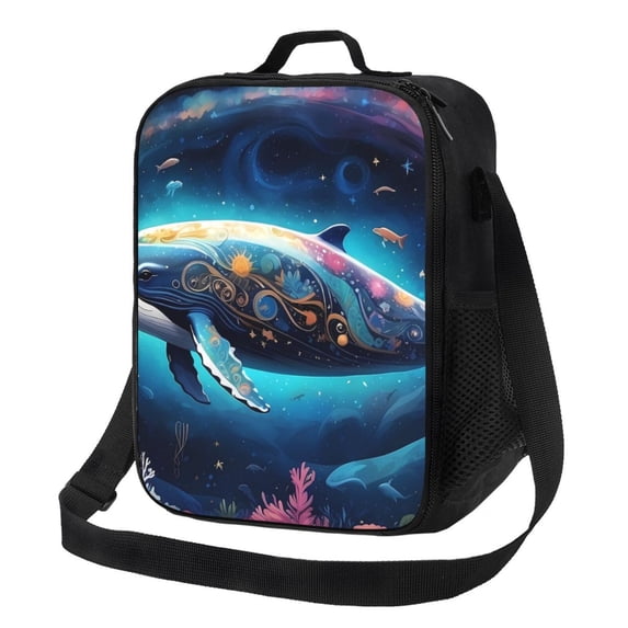 Lsque Vintage Colorful Patterned Dolphin Lunch Bag Lunch Box for Women Men Reusable Insulated Lunch Tote Bag,Leakproof Thermal Cooler Sack Food Handbags Case High Capacity