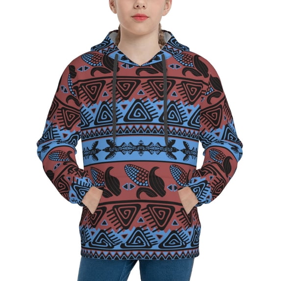 Lsque Vintage Corn Pattern in Red Blue Patten Youth Hoodie Sweatshirt Pullover with Kangaroo Pocket Boys and Girls Hoodie Warm Hoodie for Kids-Large
