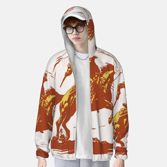 Lsque Vintage Cowboy On A Bronco Horse UPF 50  Lightweight Sun Protection Men's Women's Long Sleeve Shirt, Hoodie Performance -Medium