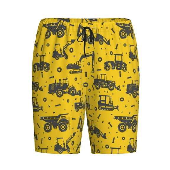 Lsque Vintage Excavator Mens Sleep Pajama Shorts,Short Pajama Pants, Cotton Ultra-Soft Knit-X-Large