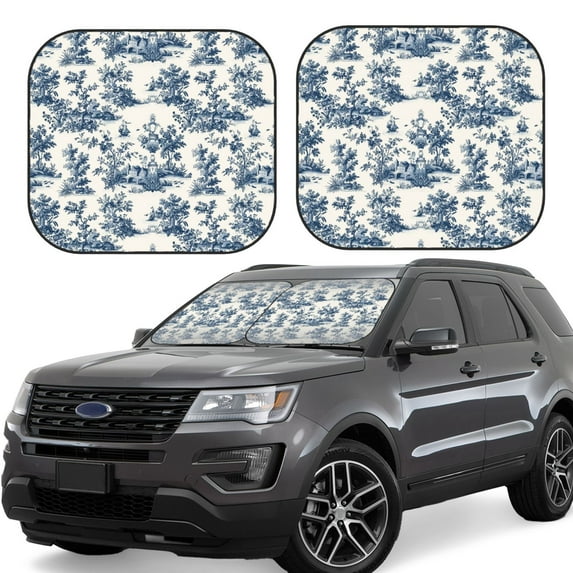 Lsque Vintage Floral 1 2 PCS Windshield Sun Shade | CarFoldable Window Covers | Car Accessories Reflect UV for Universal Cars SUV Truck | Large