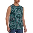 thumbnail image 1 of Lsque Vintage Floral Print Men's Cotton Blend Sleeveless Muscle Shirts (S-3XL)- Moisture Wicking, Odor Protection, UPF 30+,XX-Large, 1 of 8