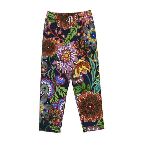 Lsque Vintage Floral Print Women's Pajama Pants, Lounge Pant - Comfortable Home Wear,Elastic Waistband, Stylish Design-XX-Large
