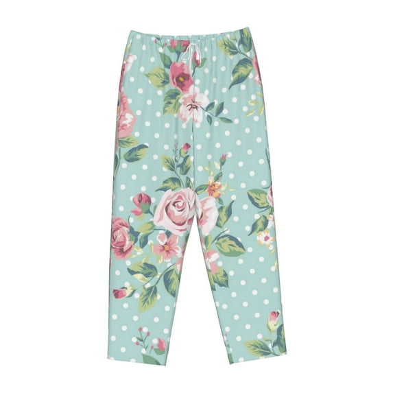 Lsque Vintage Floral Print Women's Pajama Pants, Lounge Pant - Comfortable Home Wear,Elastic Waistband, Stylish Design-XX-Large