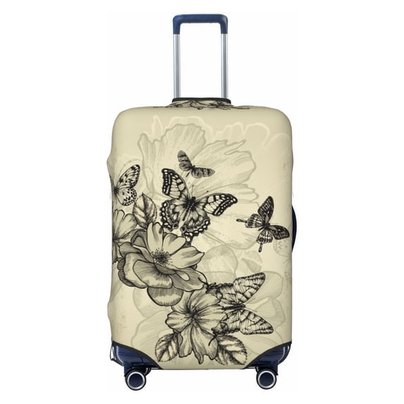 Lsque Vintage Floral Printed Luggage Cover, Travel Luggage Protector,Scratch and Dirt Resistant, Fits 18-32 Inch Luggage - X-Large