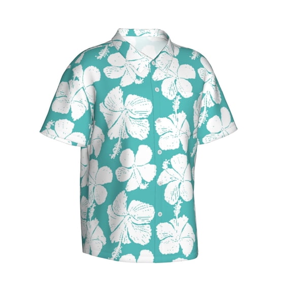 Lsque Vintage Floral pattern Hawaiian Shirt for Men, Unisex Summer Beach Casual Short Sleeve Button Down Shirts-Large