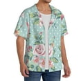 thumbnail image 1 of Lsque Vintage Floral print Men's Cuban Collar Short Sleeve Shirt Summer Beachwear Casual Button Down Fashionable Vacation Leisure Shirt-Medium, 1 of 7