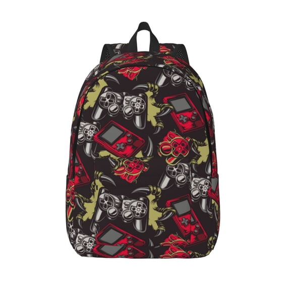 Lsque Vintage Gaming Pattern Canvas Daypack, Durable Backpack, High-quality Versatile Backpack,Vintage Compact Backpack-Small