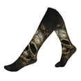 thumbnail image 1 of Lsque Vintage Gold Leaf Skull Pattern Sport Compression Socks for Men & Women 15-20 mmHg Knee High Nurse Pregnant Running Medical and Travel Athletic, 1 of 6