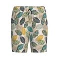 thumbnail image 1 of Lsque Vintage Leaves Mens Sleep Pajama Shorts,Short Pajama Pants, Cotton Ultra-Soft Knit-Large, 1 of 9