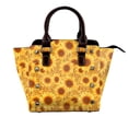 thumbnail image 1 of Lsque Vintage Leopard Print Sunflower Pattern Leather Rivet Shoulder Bag – Elegant Genuine Leather & Microfiber PU Crossbody with Detachable Adjustable Strap, 1 of 5